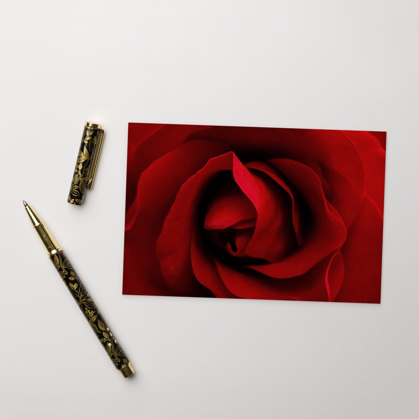 Vibrant Red Rose Greeting Card - Sharp Macro Photography, Perfect for Nature Lovers, Romantic Occasions, Anniversaries, Valentine's Day Gift