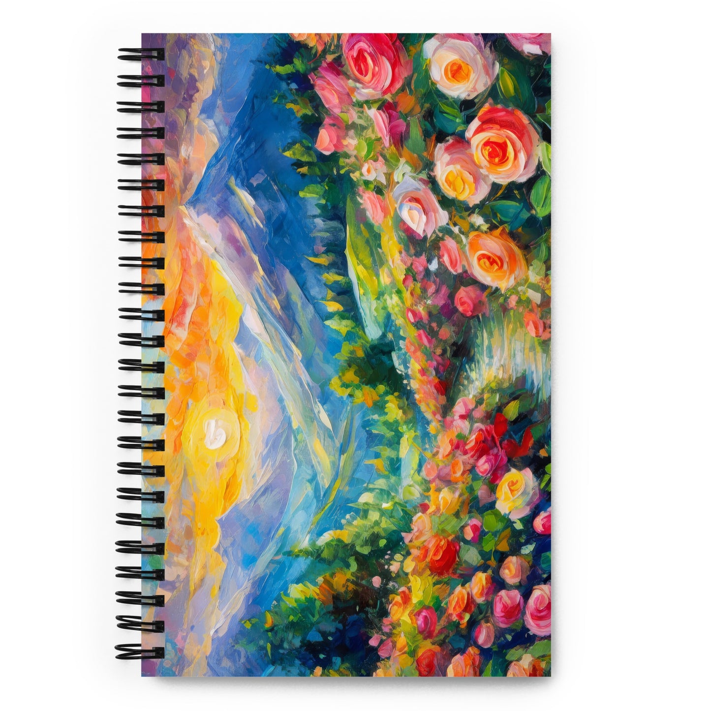 Mountain Sunset Spiral Notebook - Stunning Oil Painting - Vibrant Summer Roses - Ideal for Writing & Sketching - A Gift For Nature Lovers