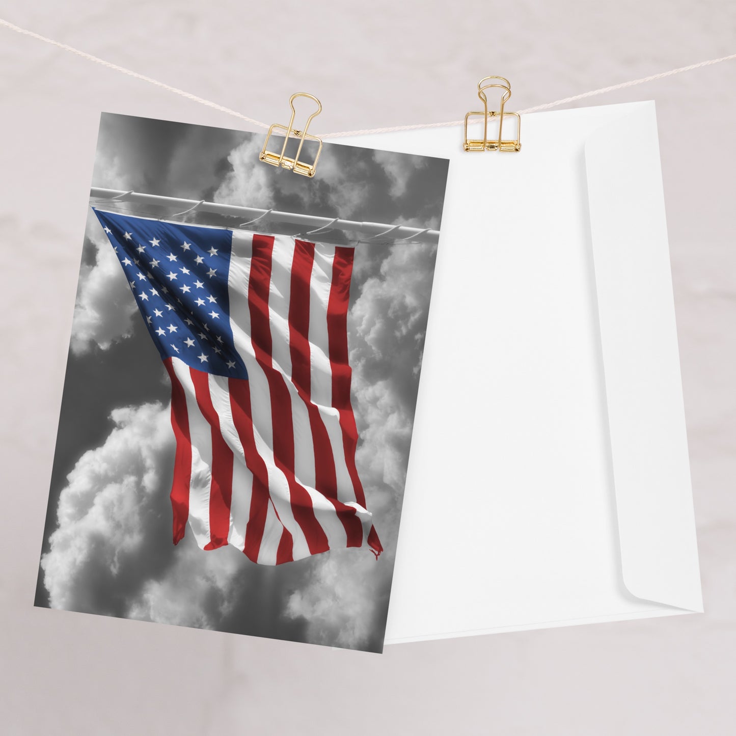Patriotic Greeting Card - Old Glory American Flag With Color Splash Effect - Stationery Decor For Home & Office, Perfect 4th of July Gift