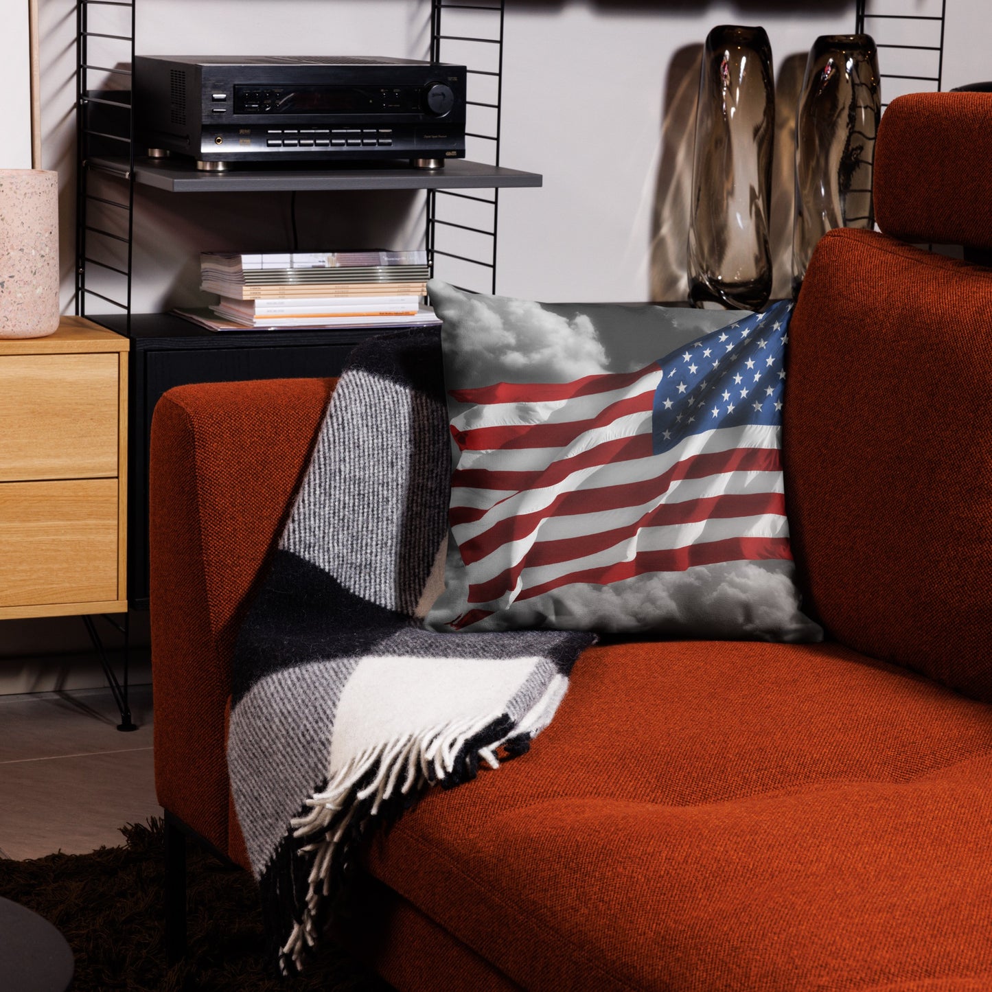 Premium Pillow - Old Glory American Flag With Color Splash Effect - Stylish Décor For Living Rooms & Bedrooms, Perfect Gift for 4th of July