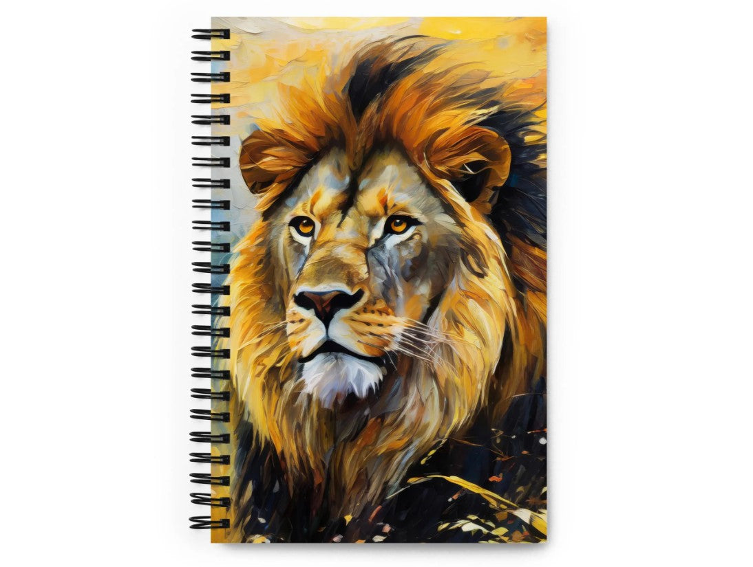 Majestic African Lion Spiral Notebook - Vibrant Oil Painting, Stylish And Colorful, Perfect Gift For Note Taking, Journaling & Sketching