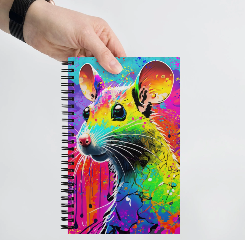 A Hip Rat - Colorful Grunge Pop Art Spiral Notebook - Rainbow Colors, Perfect For Desks & Dorm Rooms, Alternative And Graffiti Art Lovers