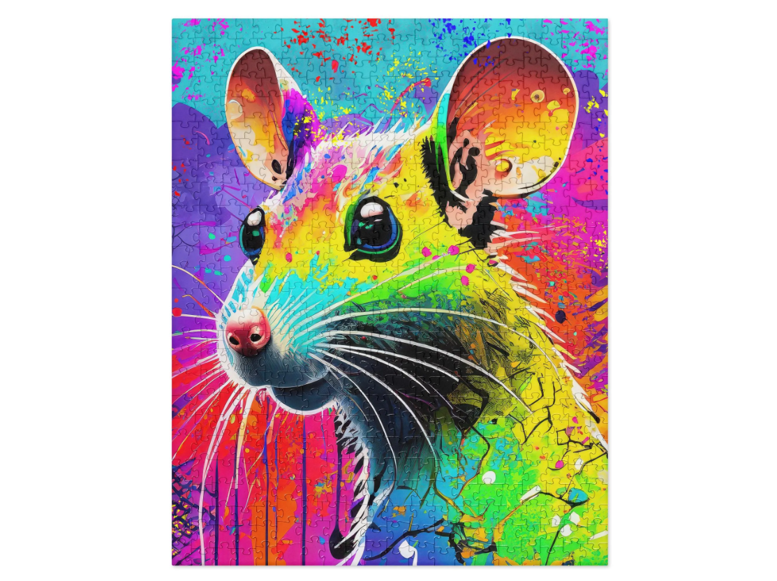 Psychedelic Rat Jigsaw Puzzle - Vibrant Grunge Pop Art, Rainbow Colors, Perfect Gift For Alternative, Pop & Graffiti Art Lovers, Family Fun!