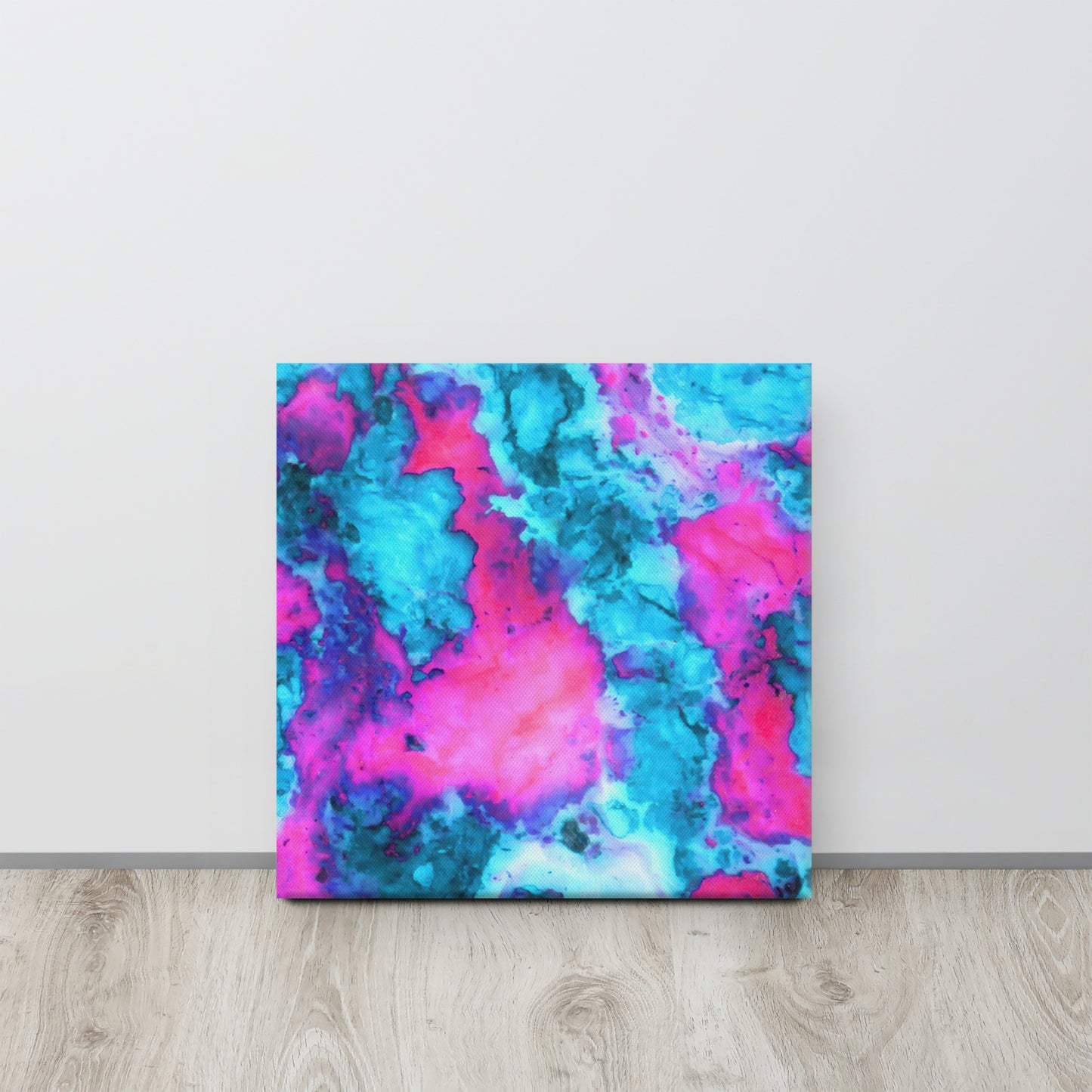 Vibrant Marble Canvas Art | Abstract Mix of Magenta & Cyan | Stylish Wall Decor | Fine Art Print for Contemporary Homes