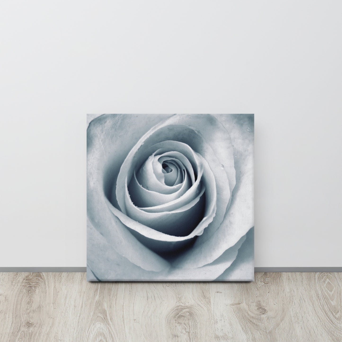 Elegant White Rose Macro Photograph on Fine Art Canvas - Perfect Gift for Contemporary Art, Nature, Flower & B&W Photography Lovers