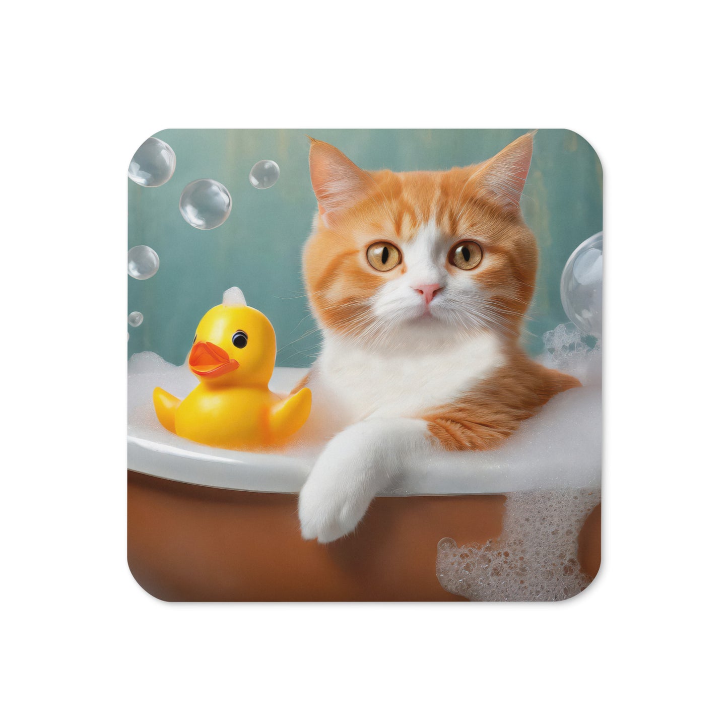 Adorable Cat Bubble Bath Cork-Back Drink Coaster - Perfect Gift For Cat Lovers, Pet Enthusiasts, Kids, And Home Décor - Cute And Fun Design