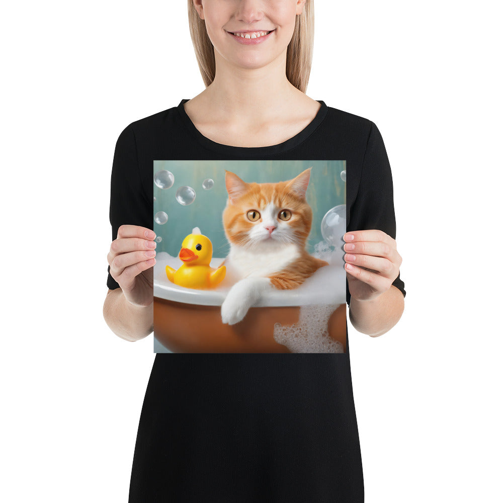 Adorable Cat Bubble Bath Fine Art Poster Print - Perfect for Cat Lovers, Pet Enthusiasts, Kids, and Home Décor - Cute and Whimsical Design