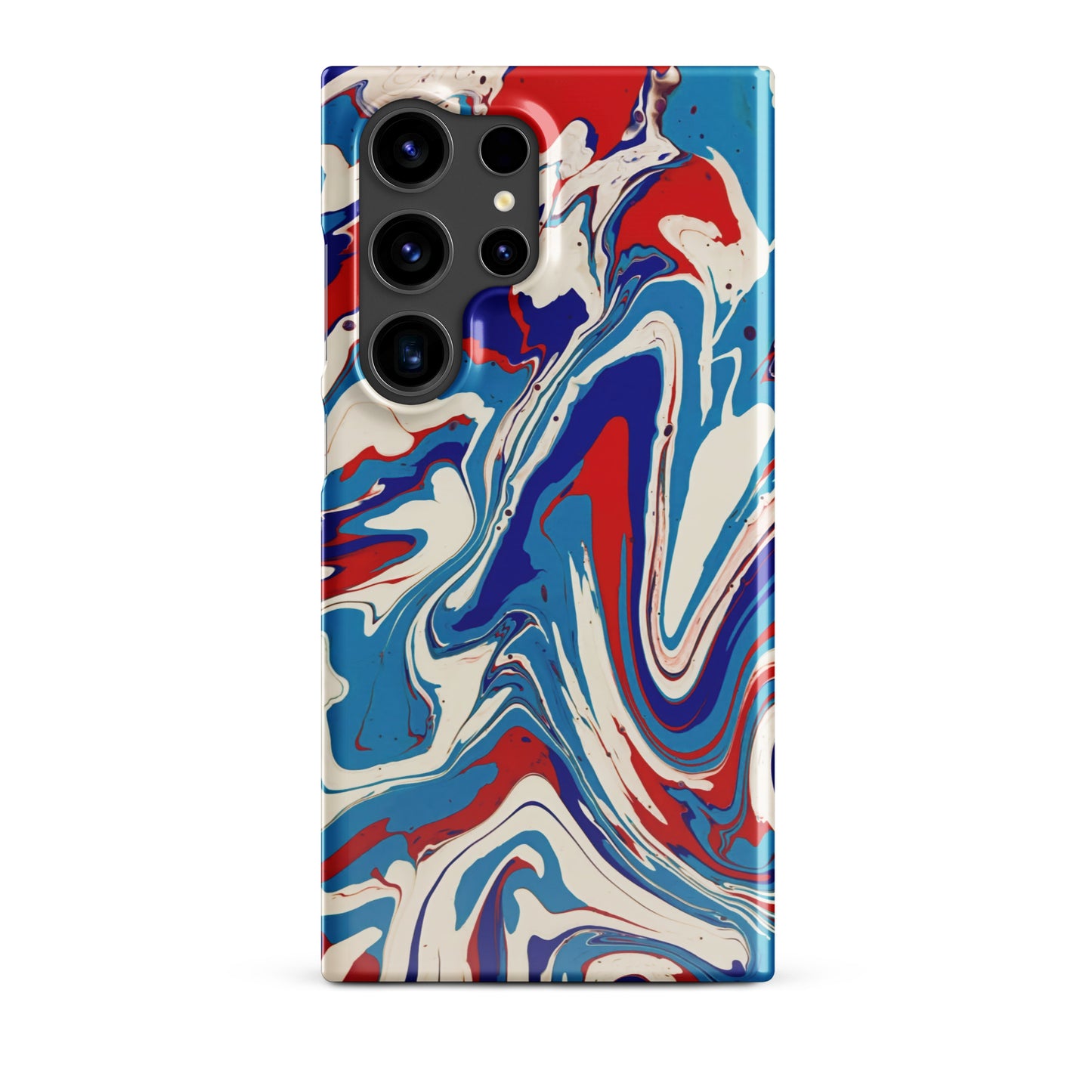 Elegant Red, White, Blue Acrylic Flow Painting Snap Case For Samsung® Phones - Abstract & Modern Art Design - Great Gift Idea For Art Lovers