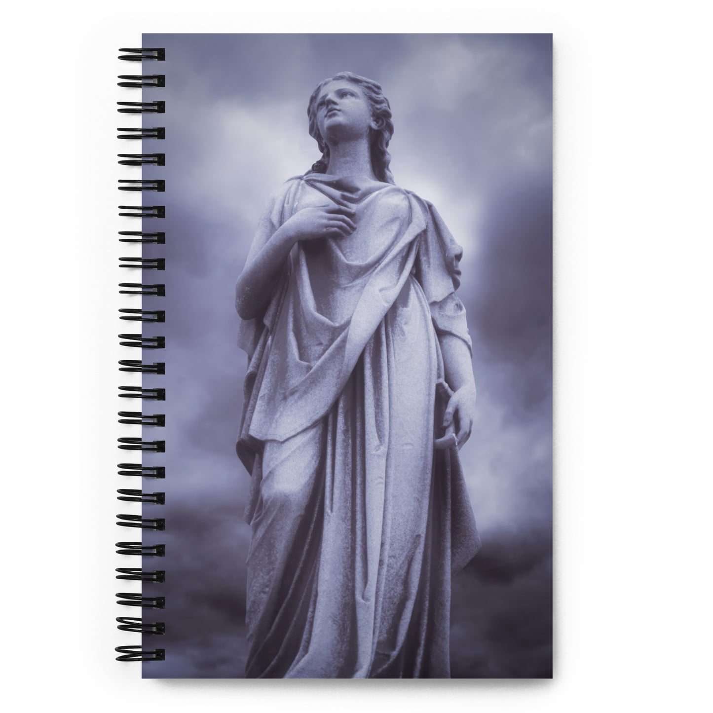 Fine Art Spiral Notebook - Beautiful Statue Of A Woman With A Stormy Sky - Blue & Purple Tint - Perfect Gift for Contemporary & Fine Art Photography Lovers