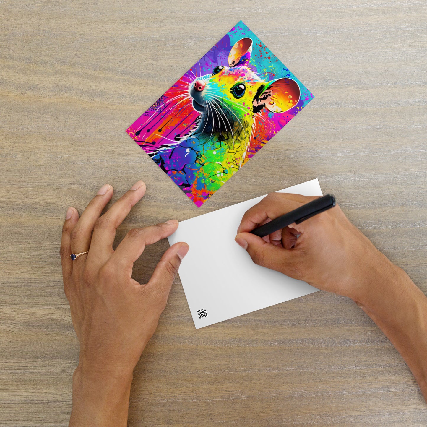 A Stylish Hip Rat - Colorful Graffiti Pop Art Postcard - Rainbow Colors, Perfect Gift For Kids & Teens, Alternative And Graffiti Art Lovers