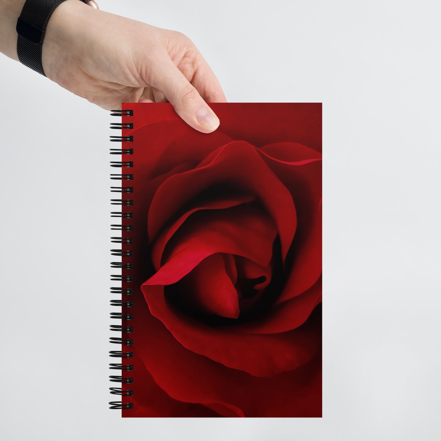 Beautiful Red Rose Spiral Notebook - Vibrant Macro Photography, A Perfect Gift For Nature Lovers and Romantic Occasions & Valentines Day