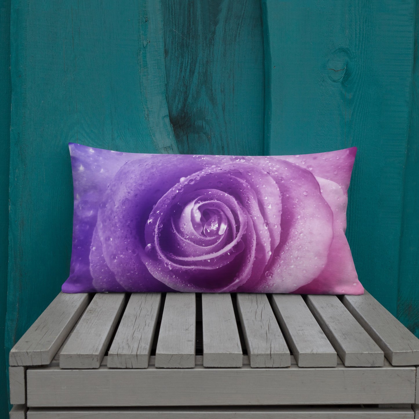 Premium Pillow With Beautiful Pink Rose Photo - Hints Of Purple - Stylish Floral Home Décor, Perfect Gift For Nature And Flower Lovers