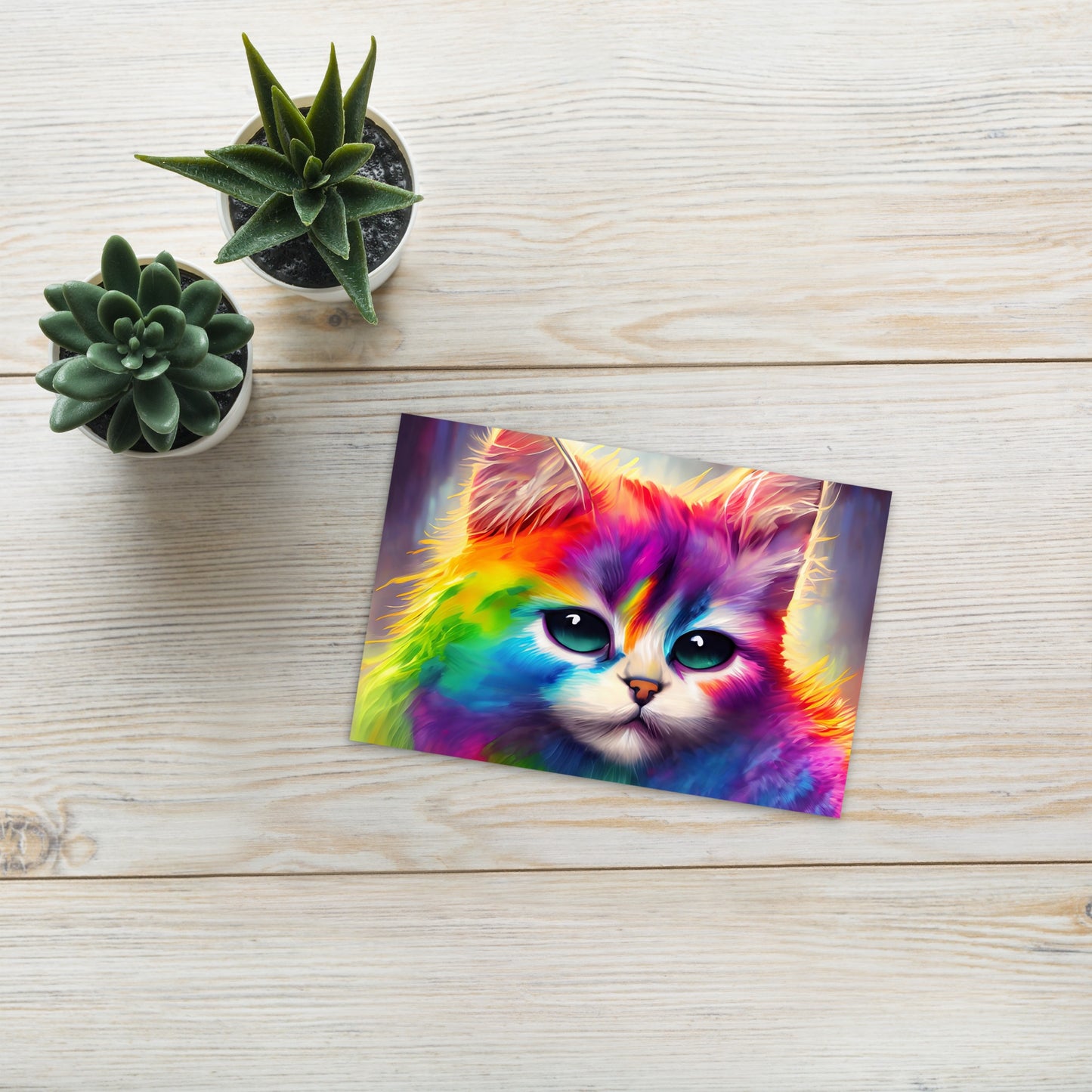 Rainbow Fur Cat Postcard - Vibrant & Stylish Art For All Ages - Perfect For Cat Lovers And Art Enthusiasts - A Perfect Gift Any Occasion