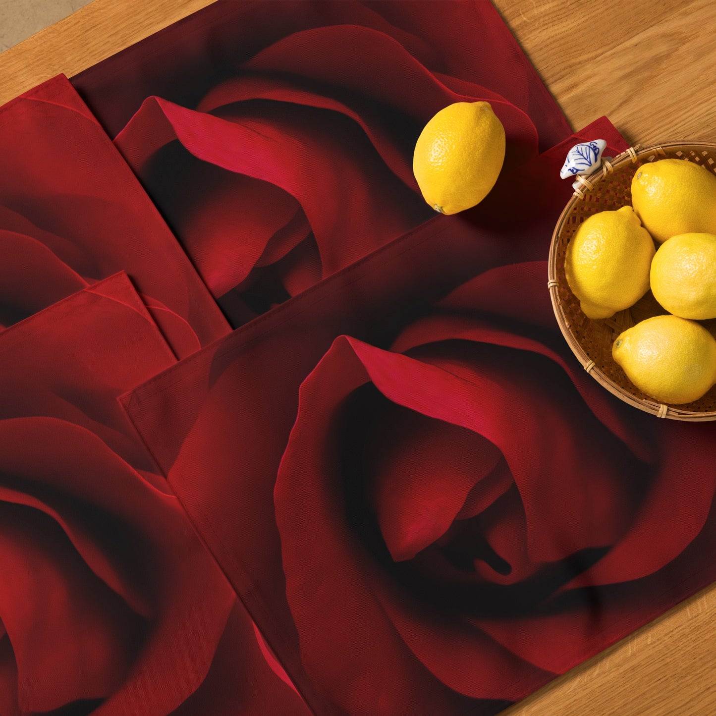 Vibrant Red Rose Table Placemat Set of 4 - Sharp Colorful Macro Photography, Perfect Gift For Nature And Rose Lovers And Romantic Occasions