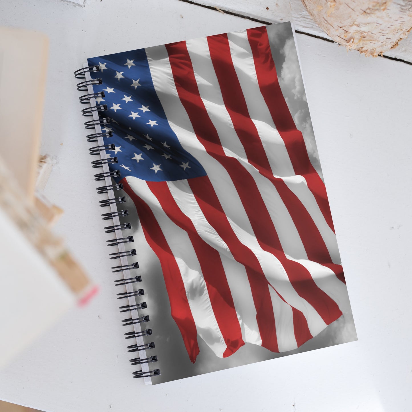 Patriotic Spiral Notebook - Old Glory American Flag With Color Splash Effect - Stylish Journal, Great Gift For Note Taking & Fourth Of July