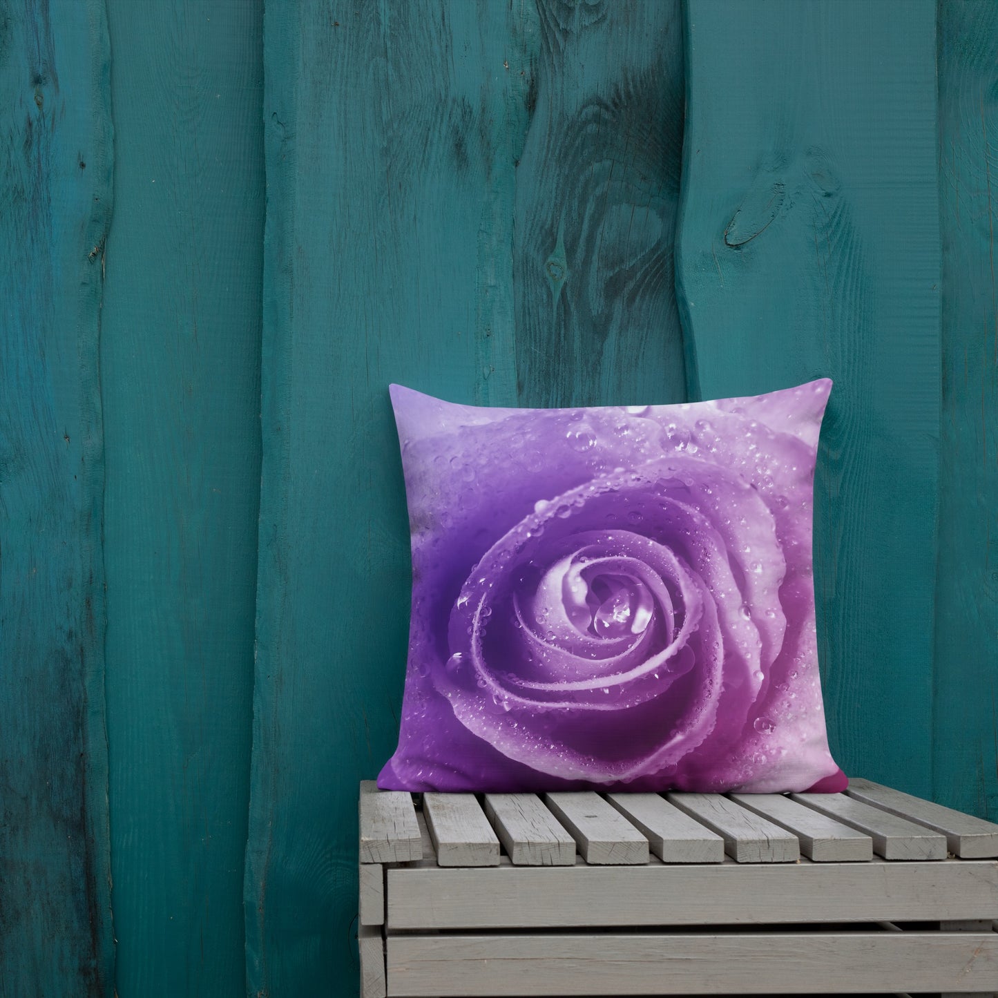 Premium Pillow With Beautiful Pink Rose Photo - Hints Of Purple - Stylish Floral Home Décor, Perfect Gift For Nature And Flower Lovers