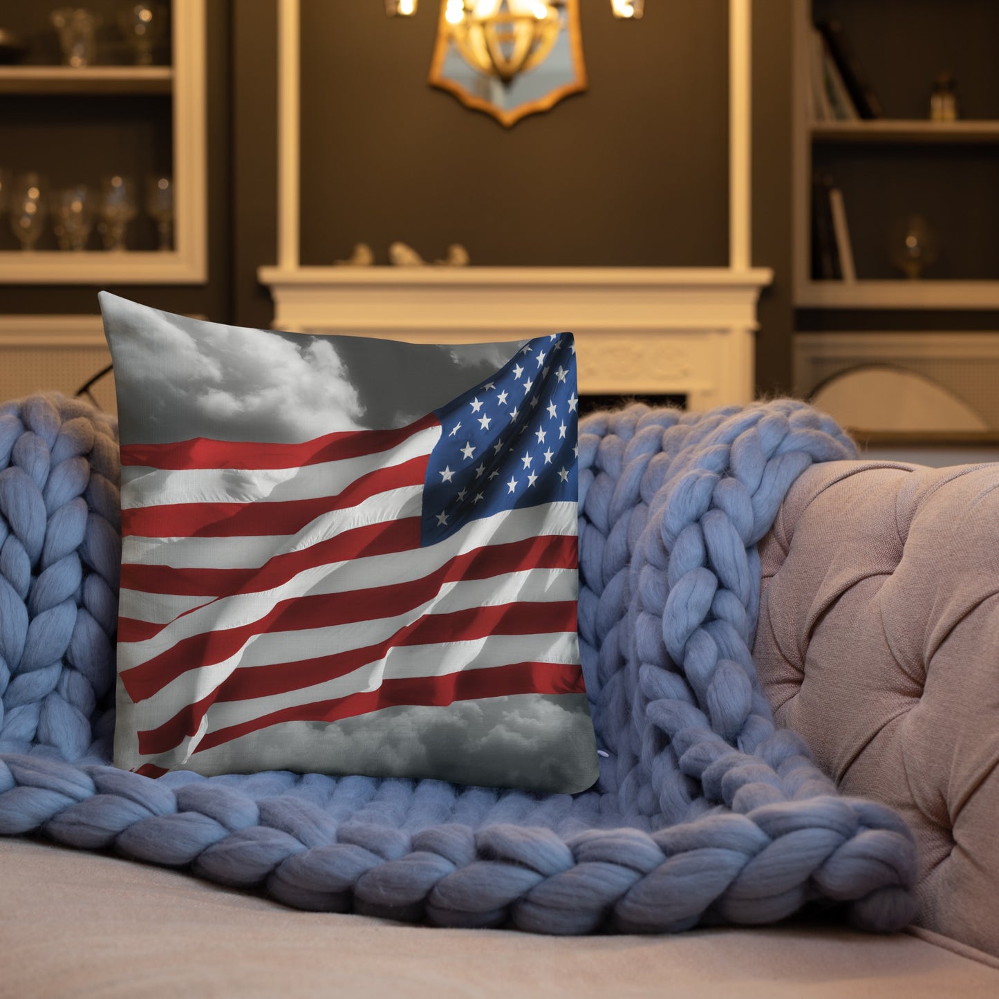 Premium Pillow - Old Glory American Flag With Color Splash Effect - Stylish Décor For Living Rooms & Bedrooms, Perfect Gift for 4th of July