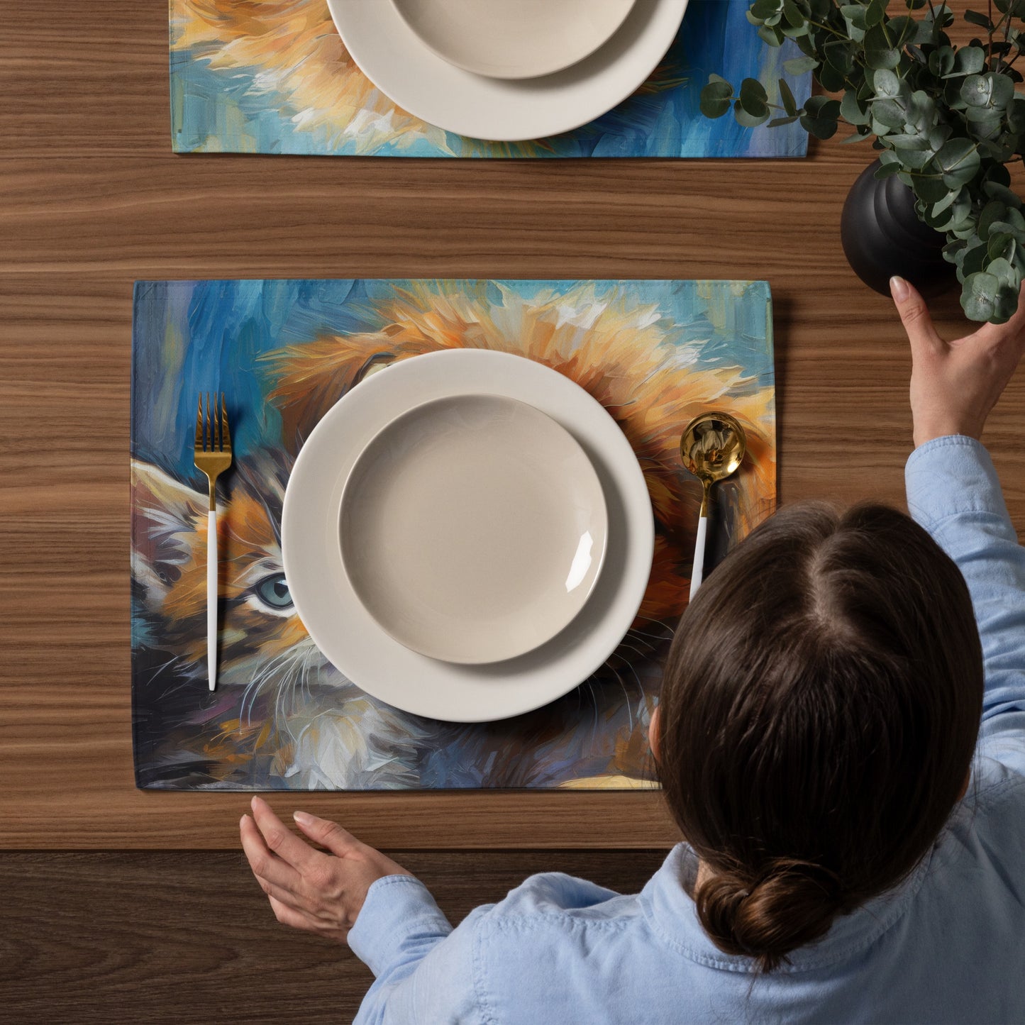 Adorable Kitten And Puppy Table Placemat Set of 4 - Colorful Oil Painting, Perfect Gift For Kids, Pet Lovers, And Art Enthusiasts