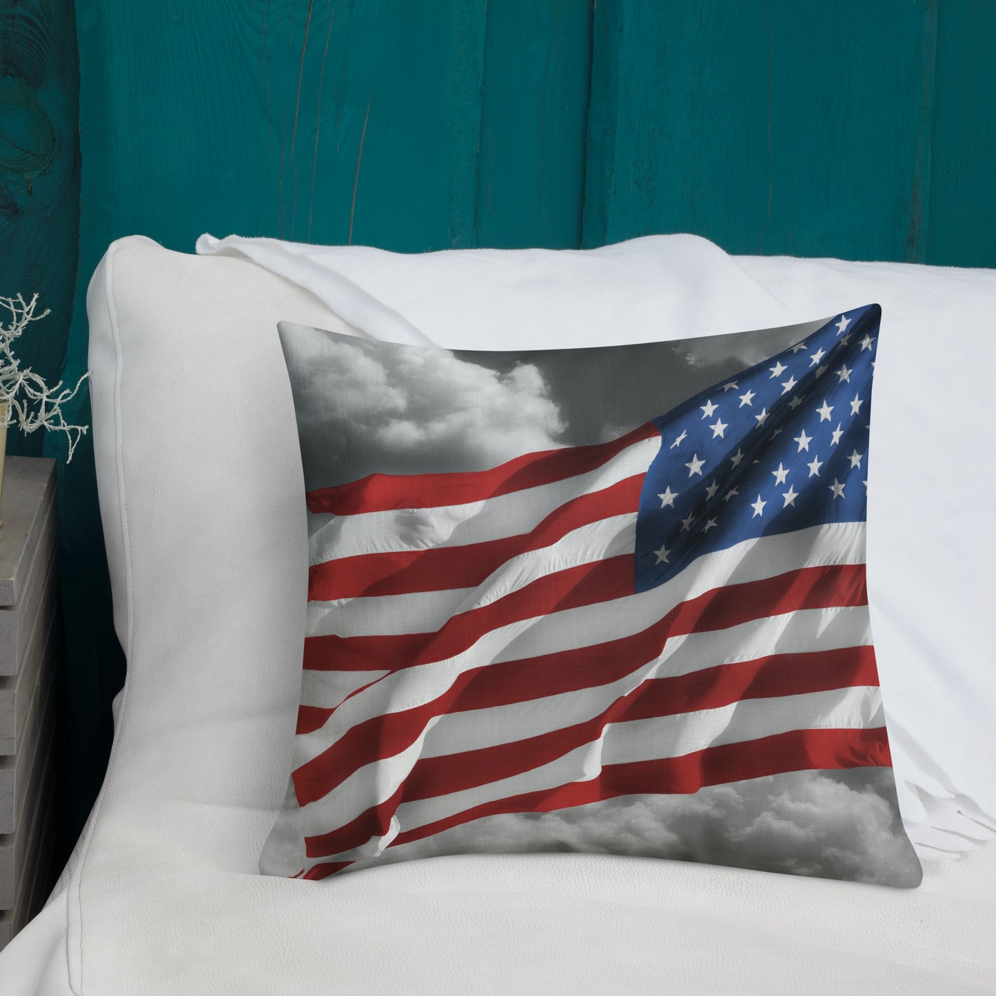 Premium Pillow - Old Glory American Flag With Color Splash Effect - Stylish Décor For Living Rooms & Bedrooms, Perfect Gift for 4th of July