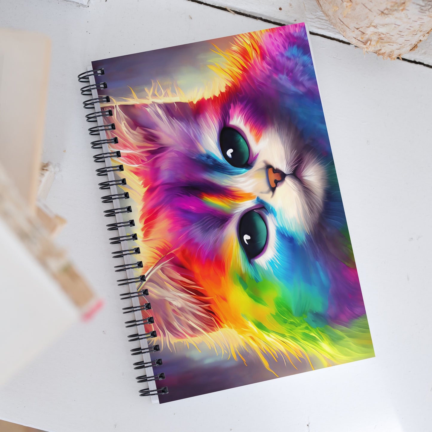 Vibrant Rainbow Fur Cat - Spiral Notebook - Stylish & Colorful For All Ages, Perfect Gift For Everyday Use As A Journal, Planner, Sketchbook