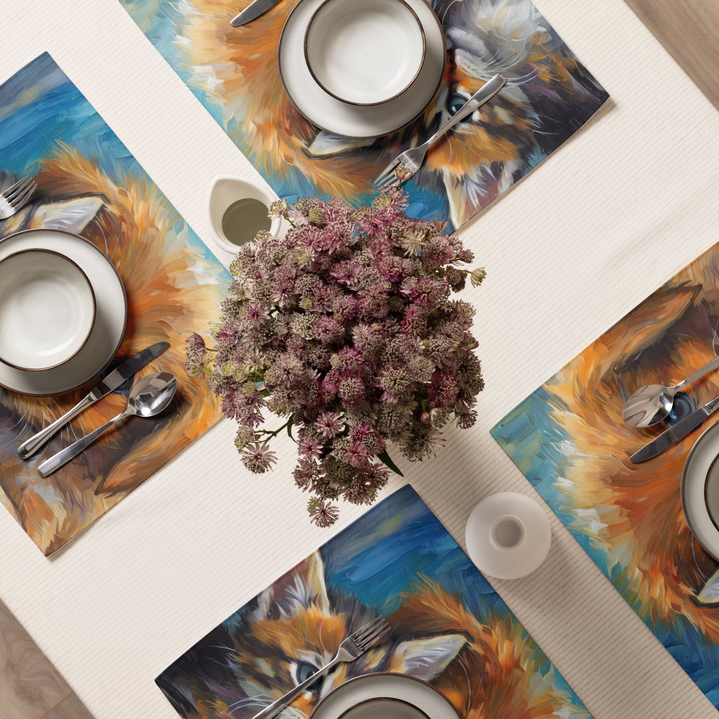 Adorable Kitten And Puppy Table Placemat Set of 4 - Colorful Oil Painting, Perfect Gift For Kids, Pet Lovers, And Art Enthusiasts