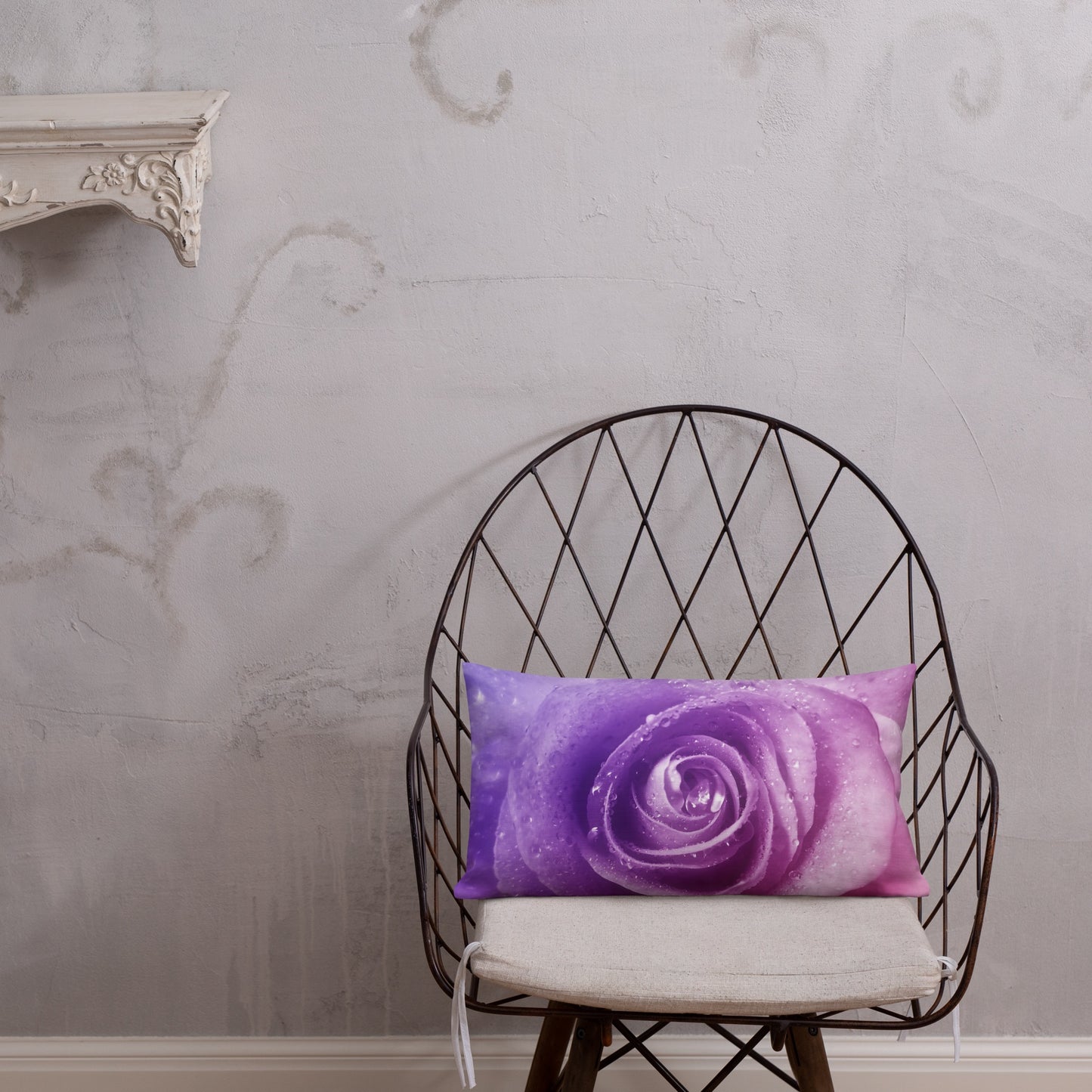 Premium Pillow With Beautiful Pink Rose Photo - Hints Of Purple - Stylish Floral Home Décor, Perfect Gift For Nature And Flower Lovers