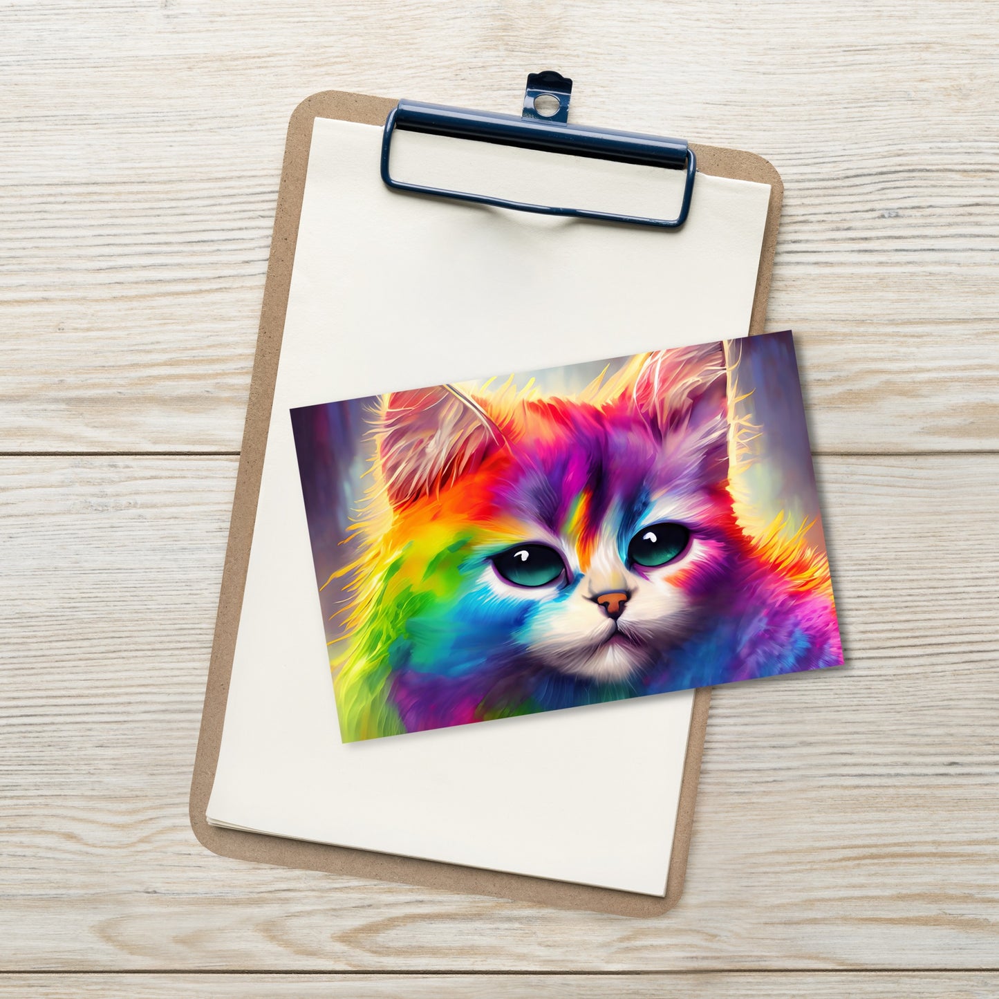 Rainbow Fur Cat Postcard - Vibrant & Stylish Art For All Ages - Perfect For Cat Lovers And Art Enthusiasts - A Perfect Gift Any Occasion