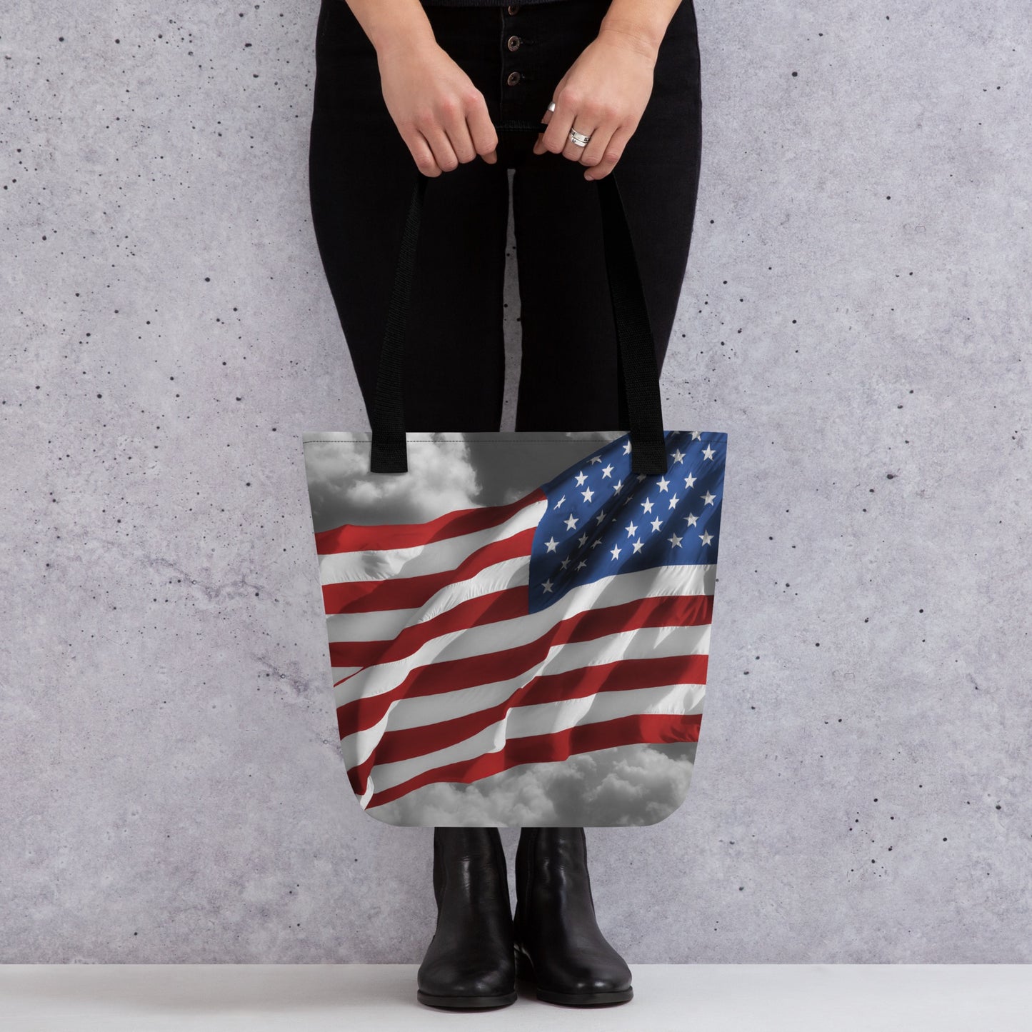 Patriotic Tote Bag - Old Glory American Flag With Color Splash Effect - Stylish Everyday Use & Perfect Gift For Shopping And Fourth Of July