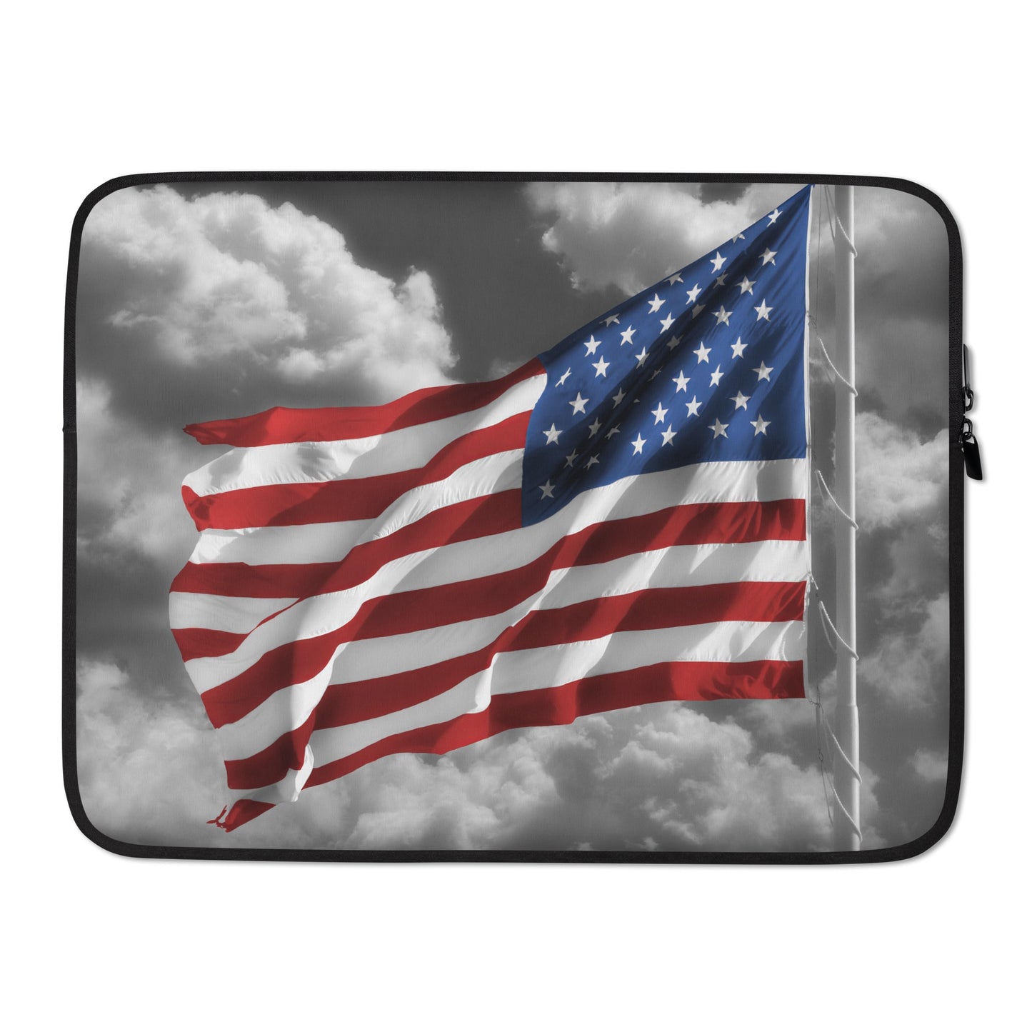Patriotic Laptop Sleeve - Old Glory American Flag With Color Splash Effect - Stylish Tech And Desk Décor & Perfect Gift For Fourth Of July
