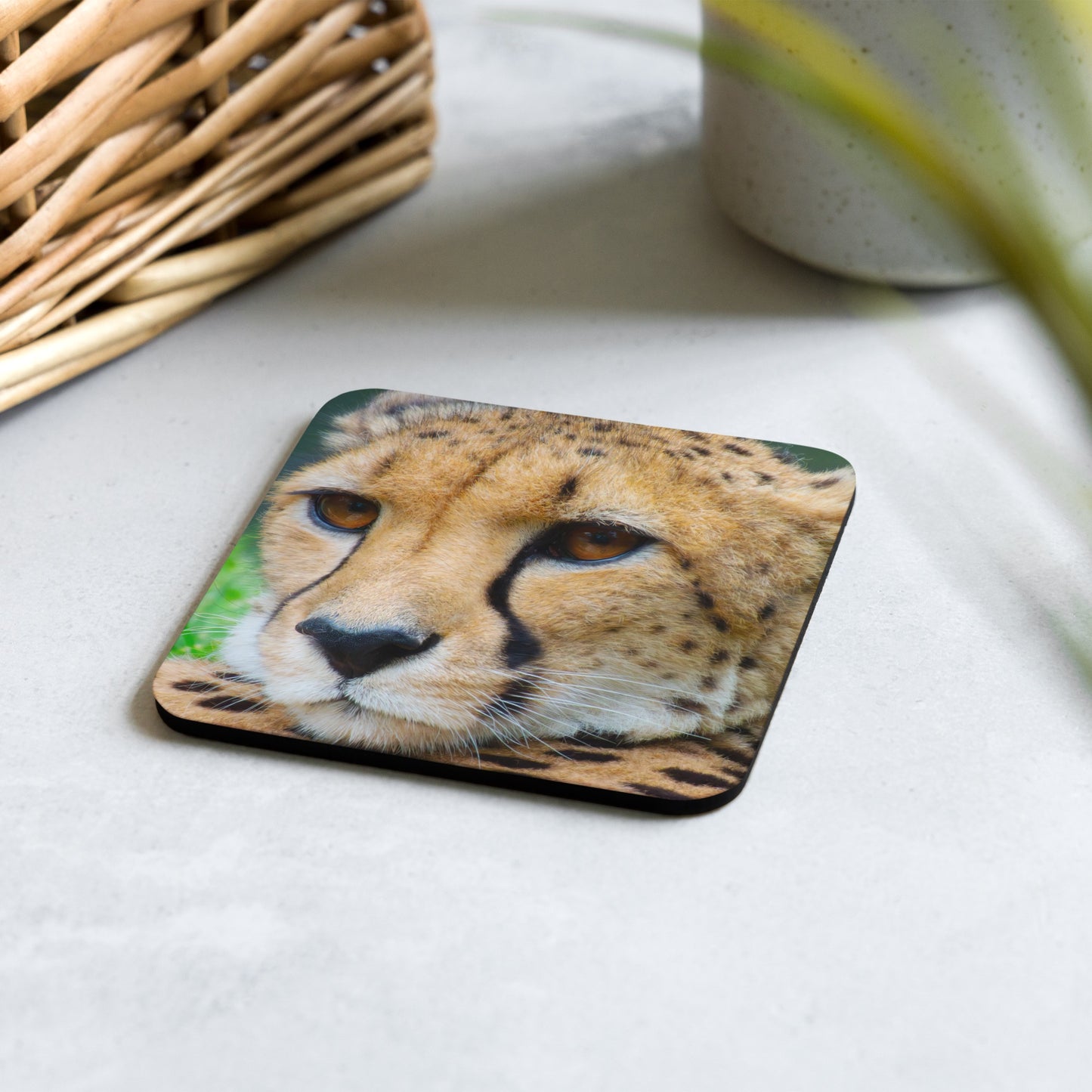 Elegant Cheetah Cork-Back Coaster – Stunning Wildlife Photography – Beautiful Home Décor – Stylish Kitchen Décor - Premium Quality Design