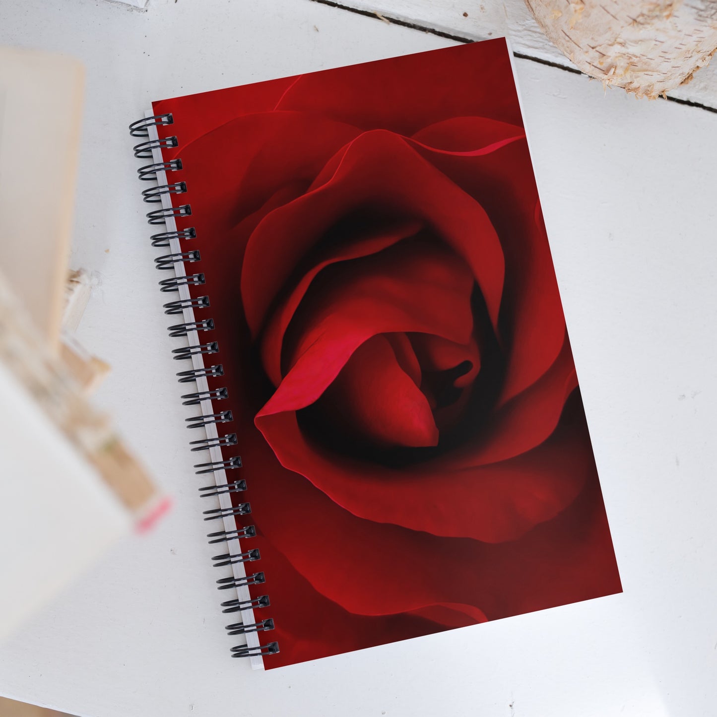 Beautiful Red Rose Spiral Notebook - Vibrant Macro Photography, A Perfect Gift For Nature Lovers and Romantic Occasions & Valentines Day