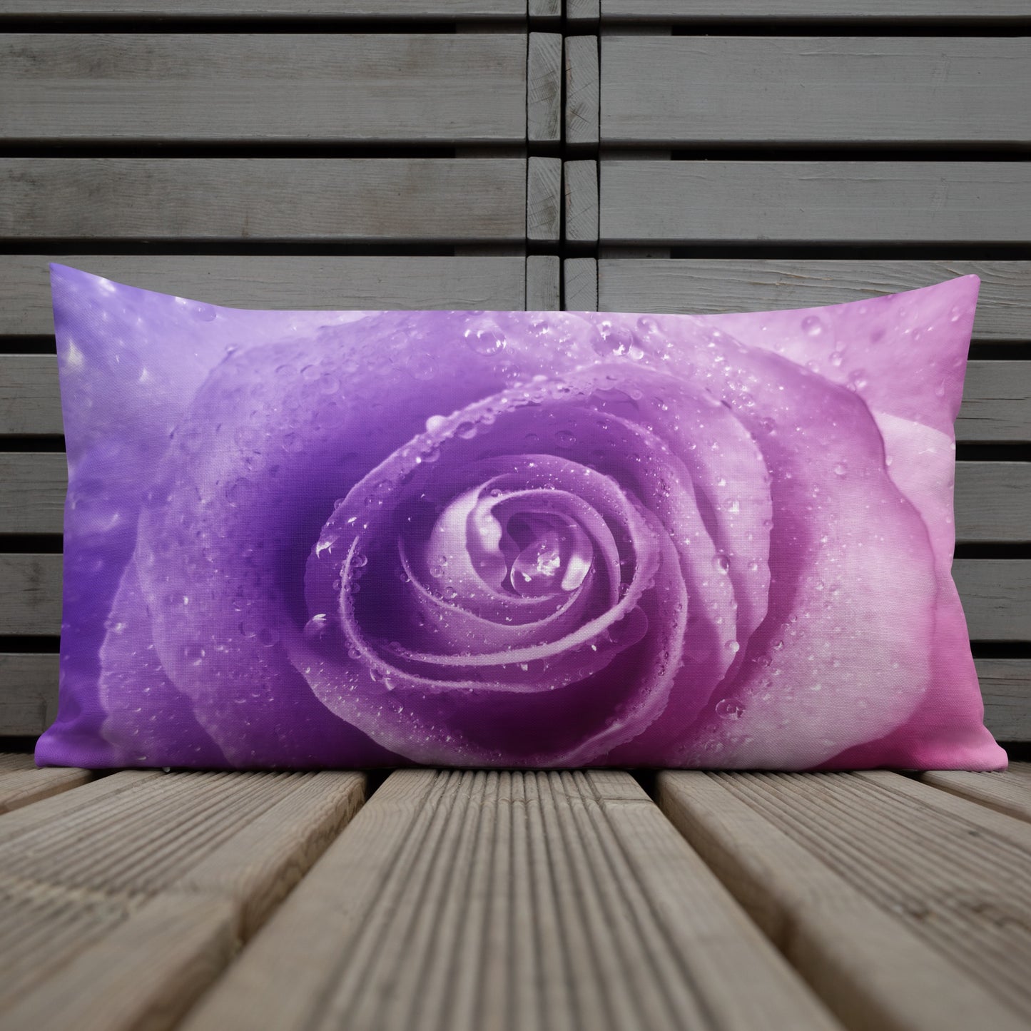 Premium Pillow With Beautiful Pink Rose Photo - Hints Of Purple - Stylish Floral Home Décor, Perfect Gift For Nature And Flower Lovers