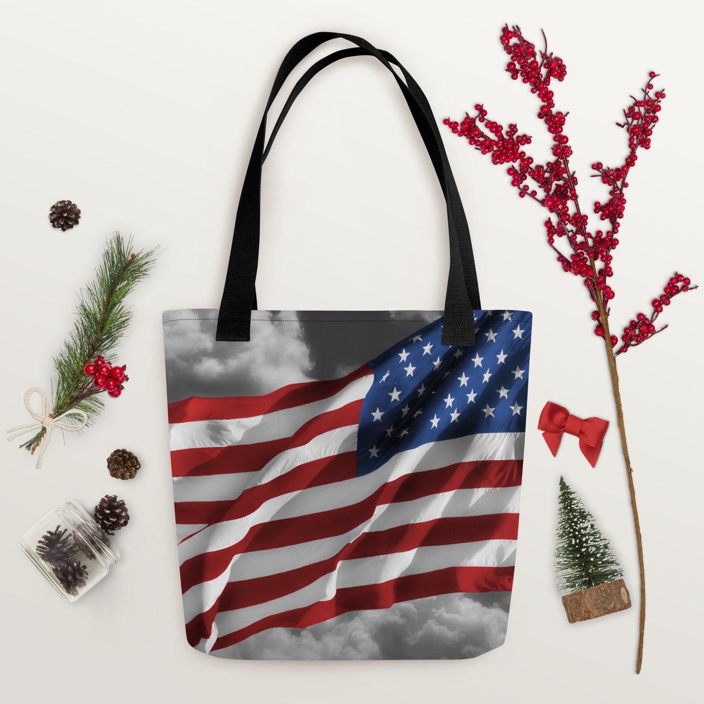 Patriotic Tote Bag - Old Glory American Flag With Color Splash Effect - Stylish Everyday Use & Perfect Gift For Shopping And Fourth Of July