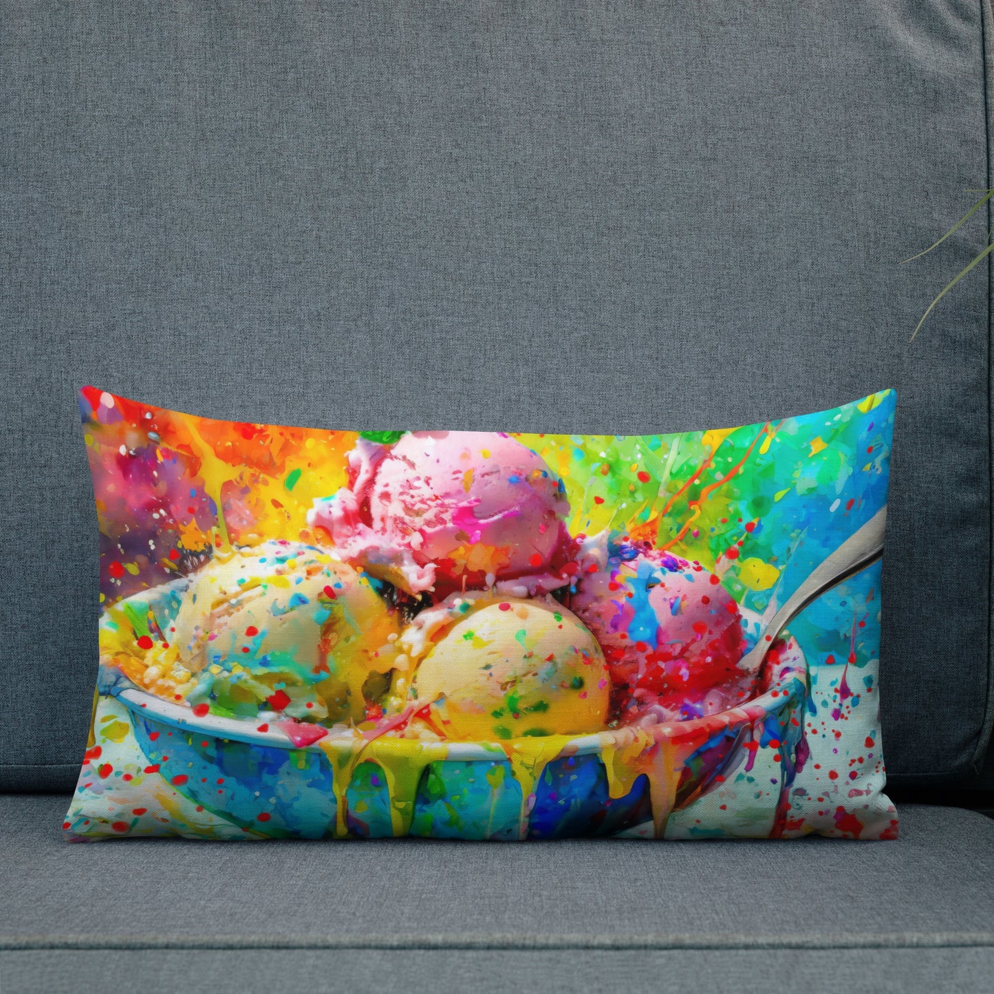 Colorful Ice Cream Bowl Premium Pillow Case – Vibrant, Stylish and Fun Design – Decorative Pillow Case for Home and Living Room Décor