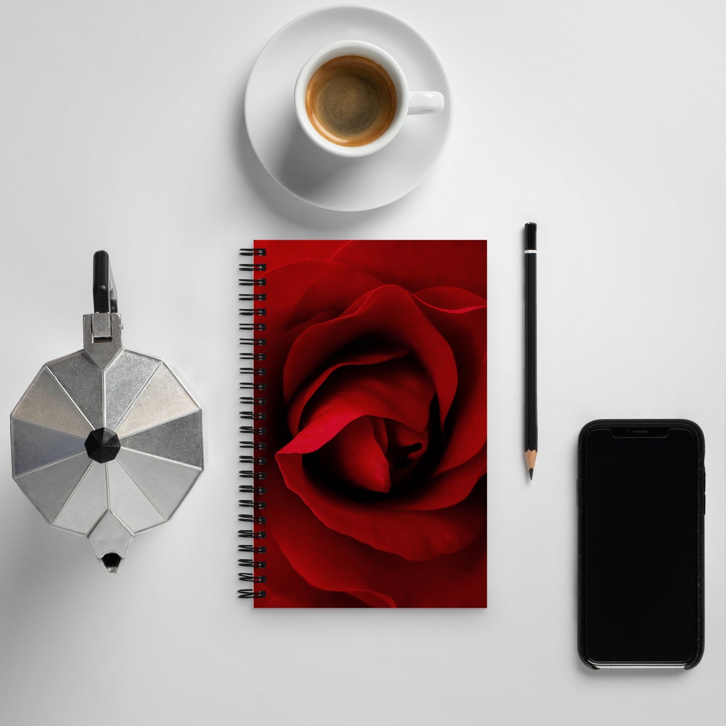 Beautiful Red Rose Spiral Notebook - Vibrant Macro Photography, A Perfect Gift For Nature Lovers and Romantic Occasions & Valentines Day