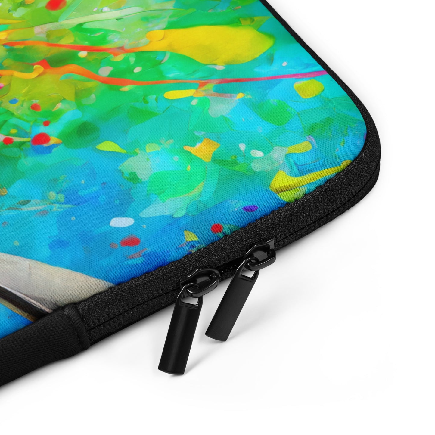 Vibrant Ice Cream Bowl Laptop Sleeve - Colorful Painting & Design, Stylish Neoprene Case, Rainbow Background, Art Lover's Tech Accessory