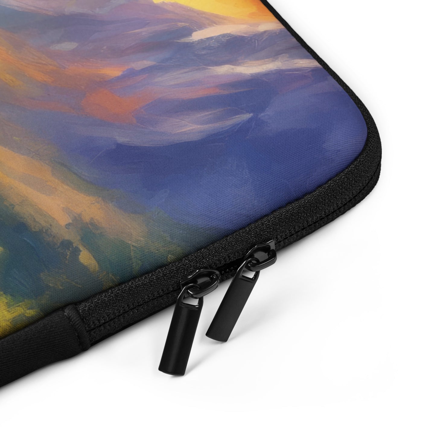 Majestic Mountain Range Laptop Sleeve - Scenic Autumn Sunset, Cliff And Waterfall - Colorful And Stylish - Perfect for Home & Country Décor