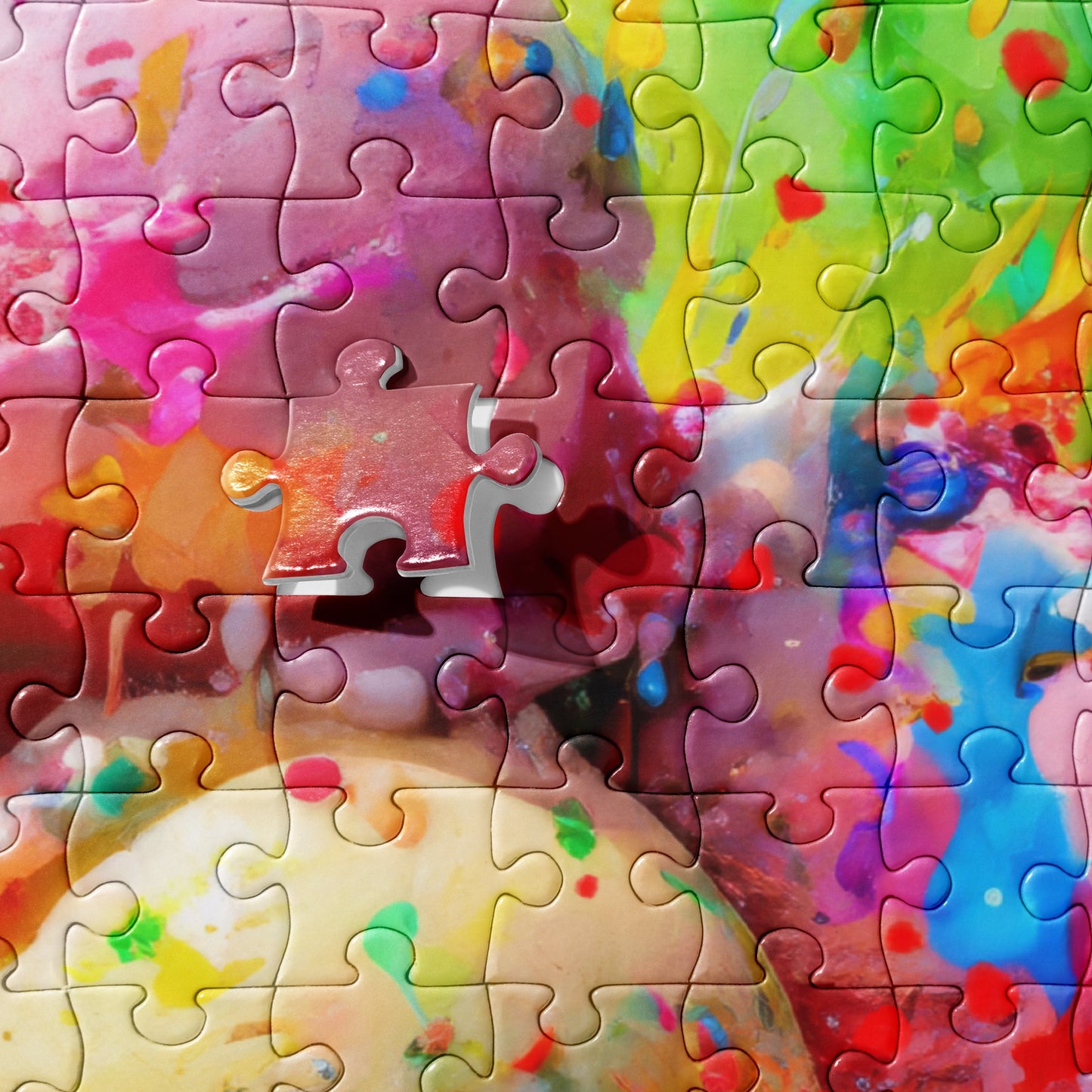 Vibrant Ice Cream Bowl Jigsaw Puzzle - Colorful Oil Painting with Rainbow Background - Stylish & Fun Puzzle for Art Lovers - Great Gift Idea