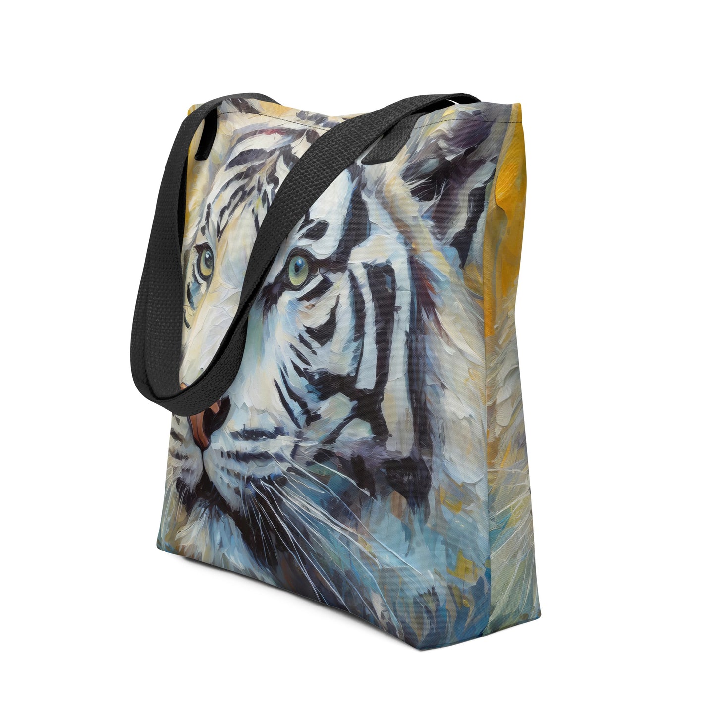 Majestic White Tiger Oil Painting Tote Bag - Vibrant, Stylish, Art Gift For Nature &amp; Wildlife Lovers, Perfect For Shopping And Everyday Use