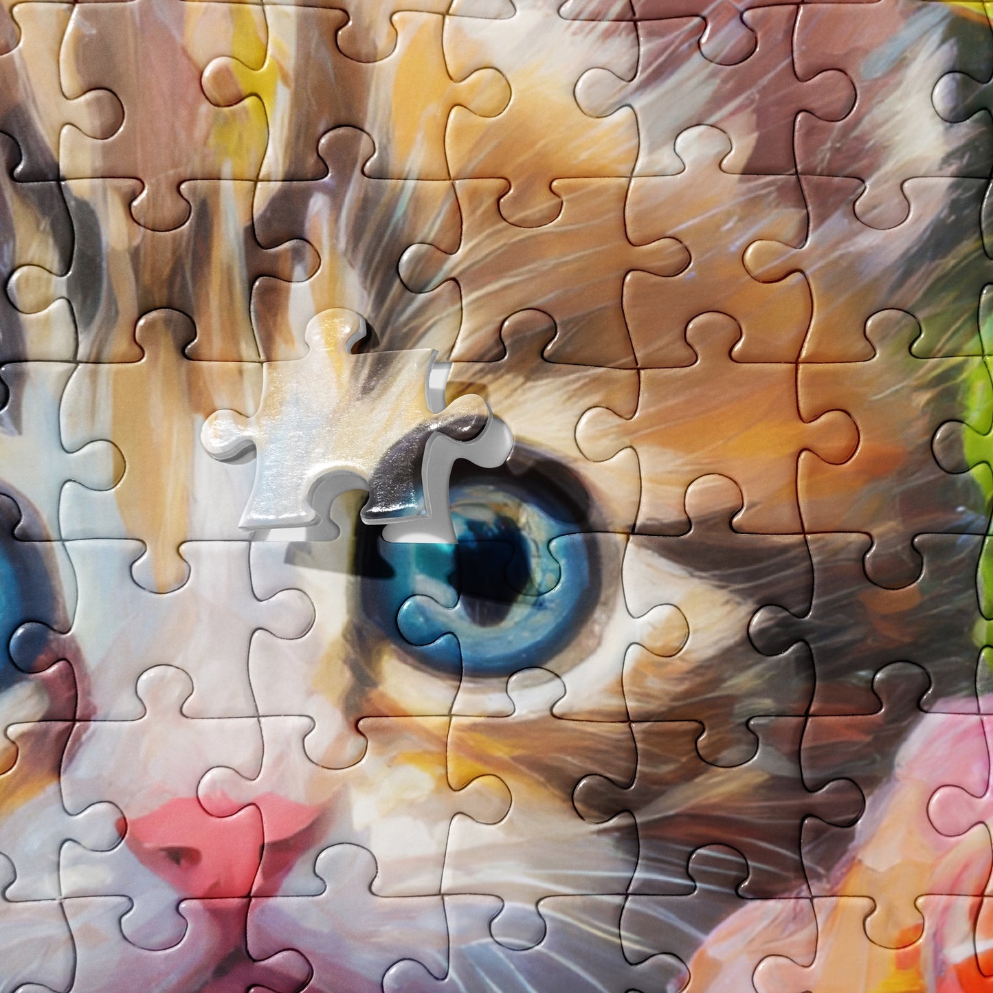 Adorable Kitten In Rose Bush Oil Painting Jigsaw Puzzle - Perfect Gift For Nature, Cat, And Flower Lovers! - Fun For The Entire Family!