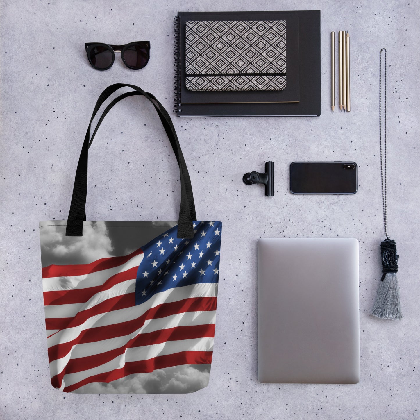 Patriotic Tote Bag - Old Glory American Flag With Color Splash Effect - Stylish Everyday Use & Perfect Gift For Shopping And Fourth Of July