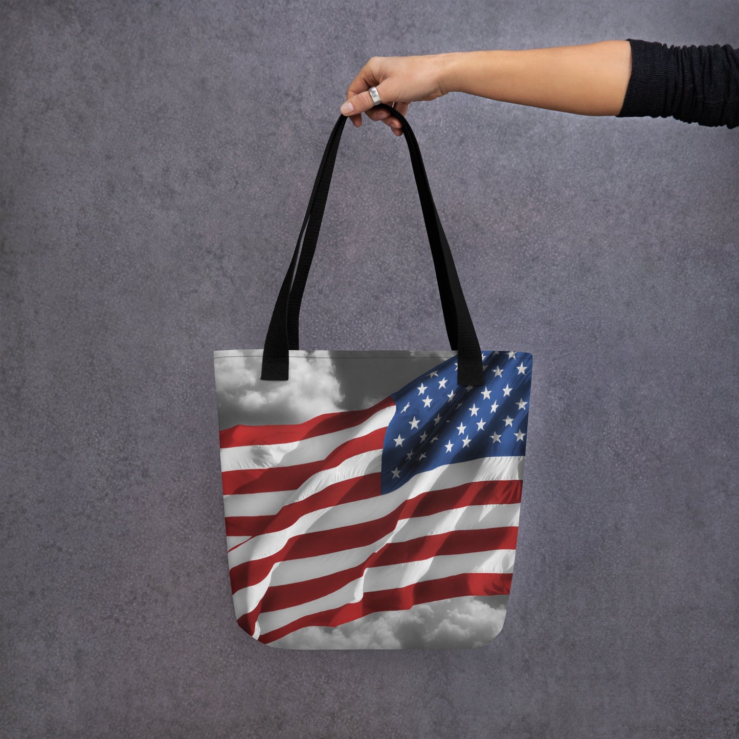 Patriotic Tote Bag - Old Glory American Flag With Color Splash Effect - Stylish Everyday Use & Perfect Gift For Shopping And Fourth Of July