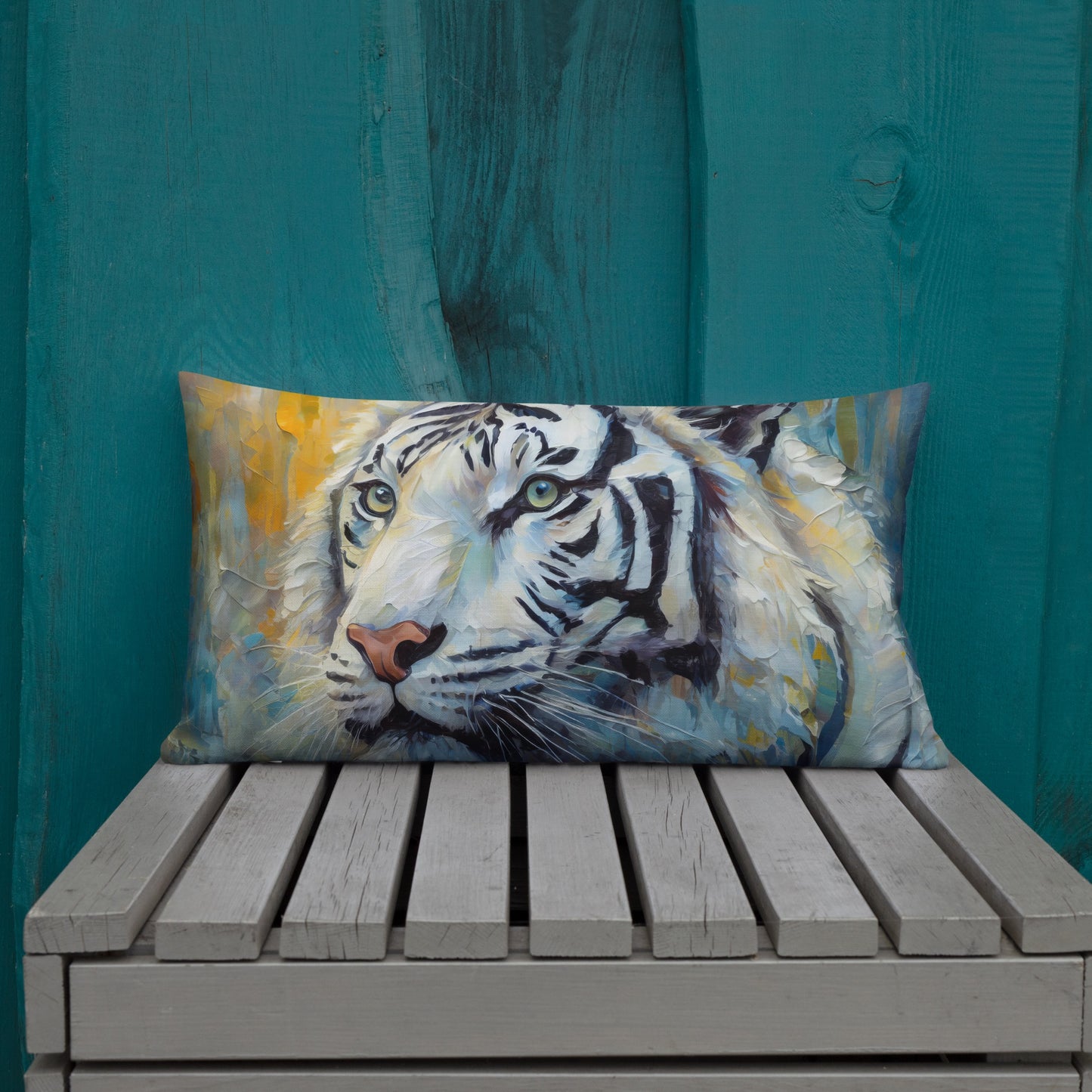 Majestic White Tiger Oil Painting Pillow Case – Premium, Vibrant, Stylish Home Bedroom And Living Room Décor for Nature & Wildlife Lovers