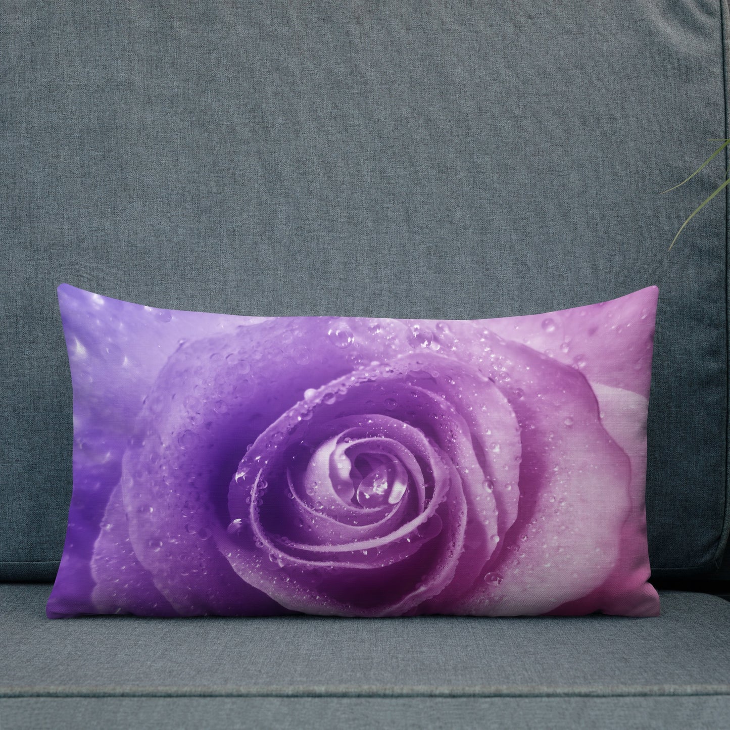Premium Pillow With Beautiful Pink Rose Photo - Hints Of Purple - Stylish Floral Home Décor, Perfect Gift For Nature And Flower Lovers