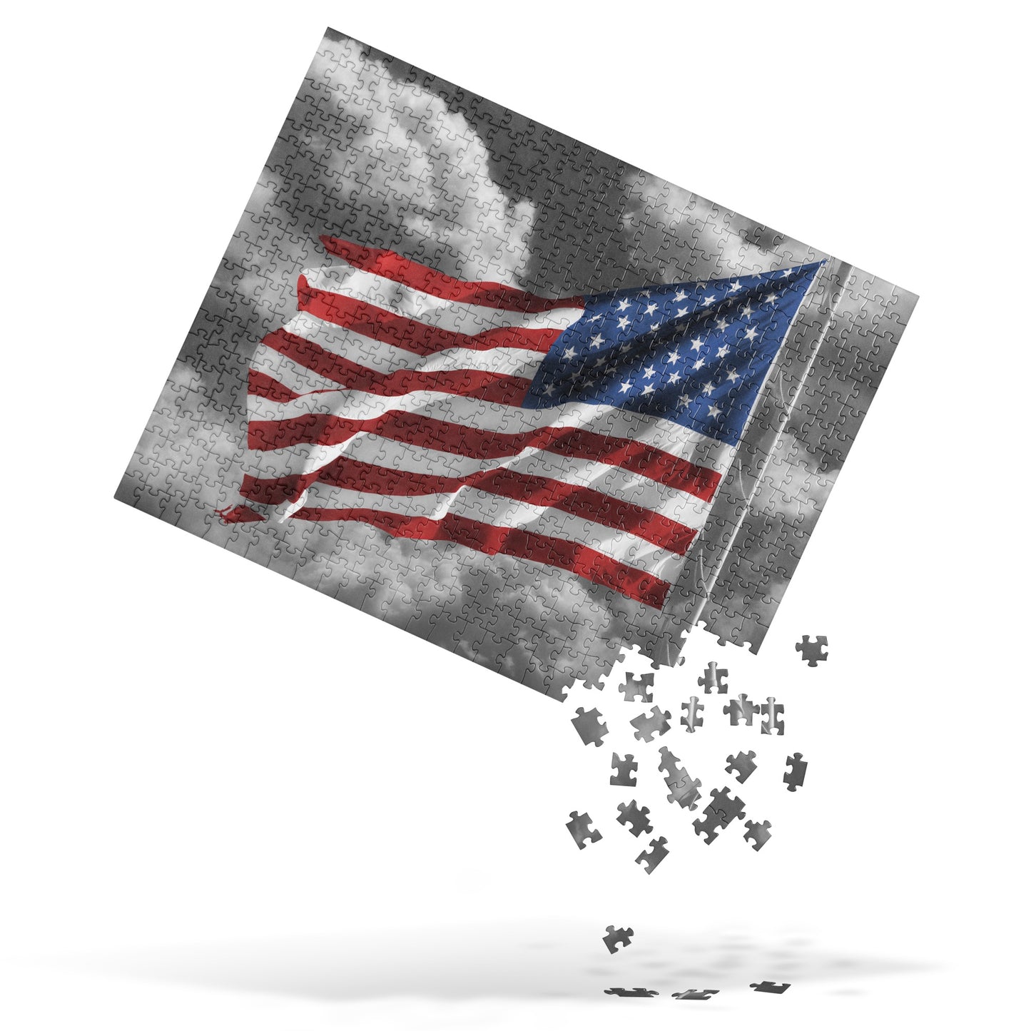 Patriotic Jigsaw Puzzle - Old Glory American Flag With Color Splash Effect - Fun Family Activity & Frameable Décor, Perfect 4th Of July Gift