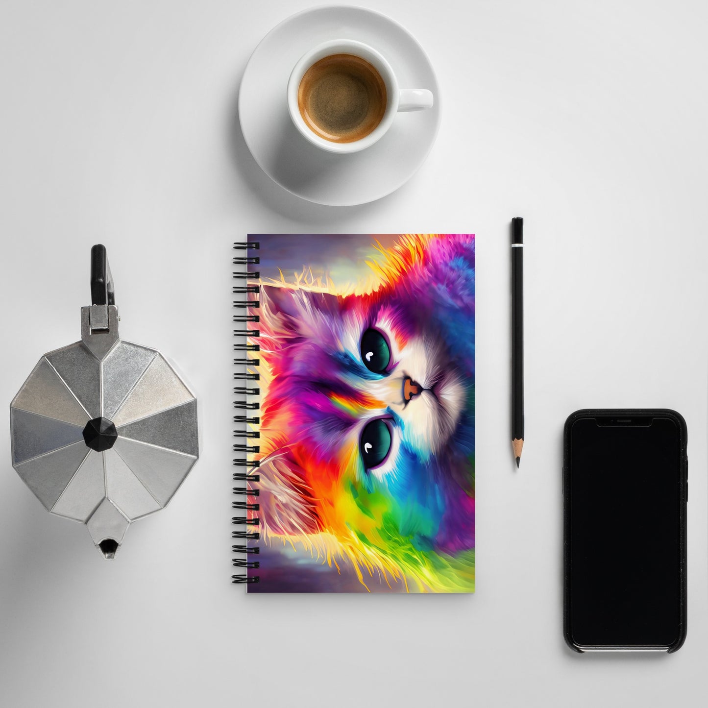 Vibrant Rainbow Fur Cat - Spiral Notebook - Stylish & Colorful For All Ages, Perfect Gift For Everyday Use As A Journal, Planner, Sketchbook