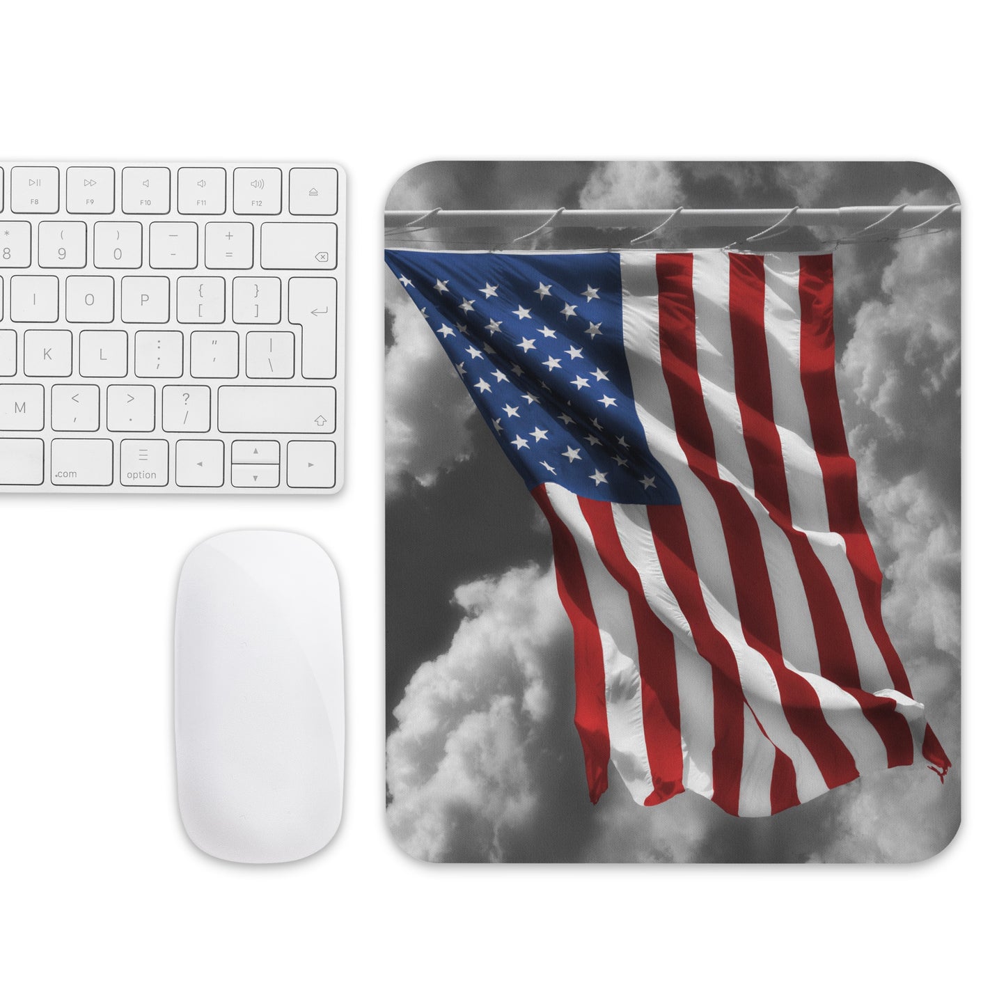 Patriotic Mouse Pad - Old Glory American Flag with Color Splash Effect - Stylish Desk Décor For Home & Office, Perfect Gift For 4th Of July