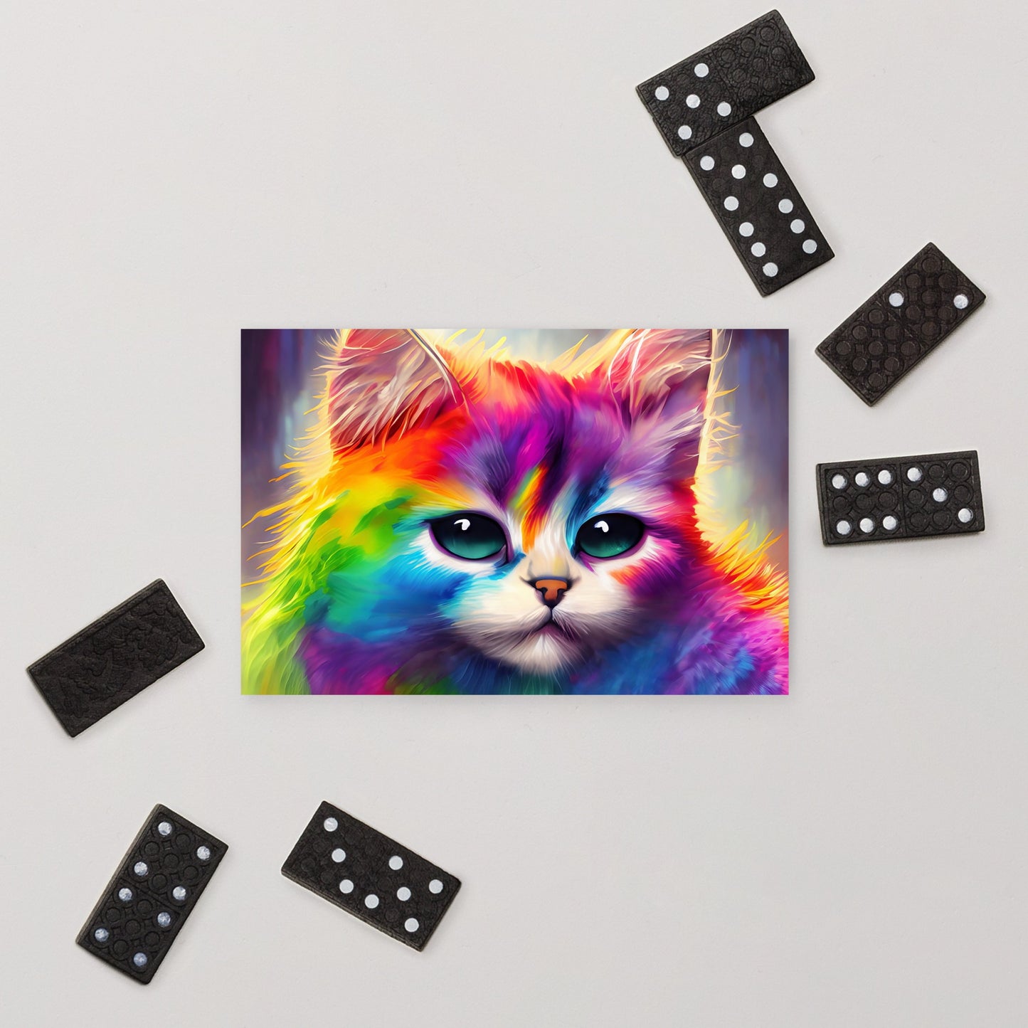 Rainbow Fur Cat Postcard - Vibrant & Stylish Art For All Ages - Perfect For Cat Lovers And Art Enthusiasts - A Perfect Gift Any Occasion