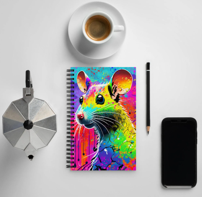 A Hip Rat - Colorful Grunge Pop Art Spiral Notebook - Rainbow Colors, Perfect For Desks & Dorm Rooms, Alternative And Graffiti Art Lovers