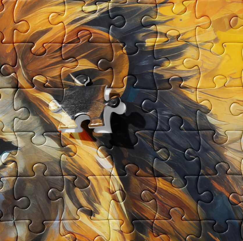 Majestic African Lion Jigsaw Puzzle - Vibrant Oil Painting, Male Lion With Mane In Golden Fields At Evening - Great Gift For Nature Lovers